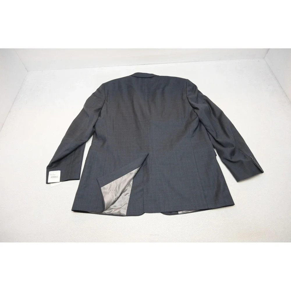 Hart Schaffner Marx Suit Mens 48L 42W Blue Worsted Wool Plaid 2pc Classic New